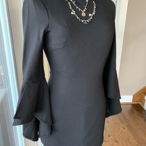 NWT Lulus little black formal wear dress bell sleeves full back zipper sexy